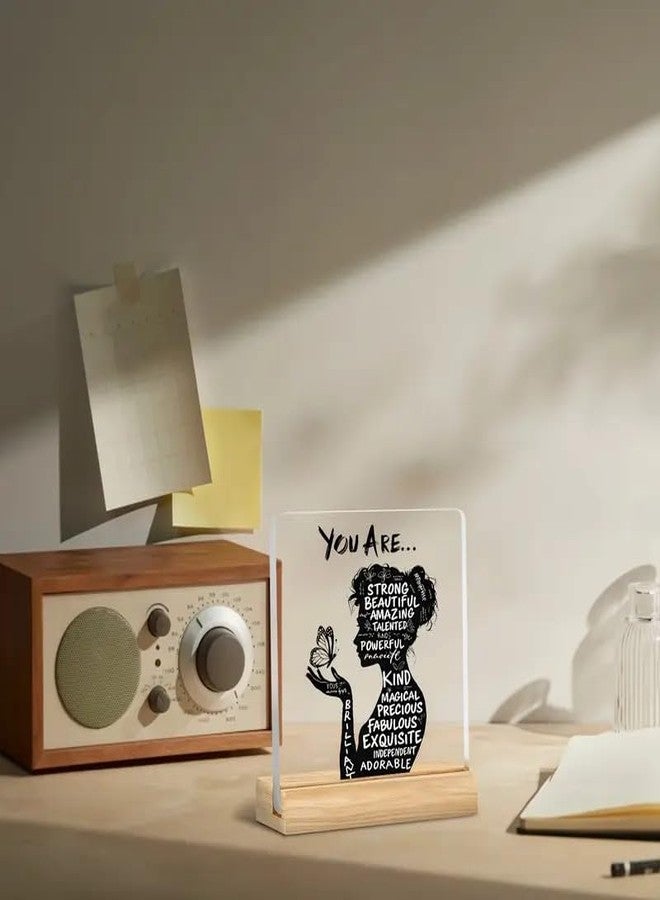 BS AMOR لوحة زينة أكريليك ملهمة من Bs amor مع عبارات إيجابية - "أنتِ قوية، جميلة، رائعة" - تصميم أنيق لتزيين المنزل أو المكتب أو المقهى في أعياد الميلاد، مقاس 5 × 4 بوصة - Image 5